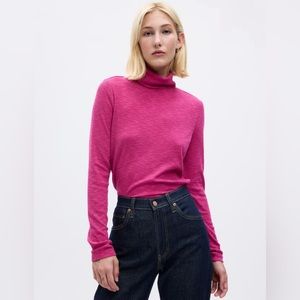 GAP‎ NWT Women's Essential Rib Turtleneck T-Shirt - Ritzy Pink